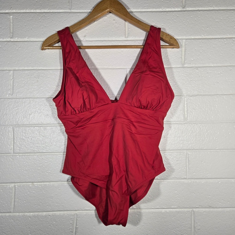 Andie Swim The Mykonos‎ One Piece Swimsuit Cherry Red XL Classic Resort Beach